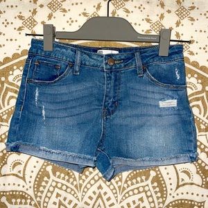 “RSQ” GIRLS MALIBU JEAN BUTTON & ZIP-UP SHORT WITH POCKETS & BELT LOOPS, SIZE 14